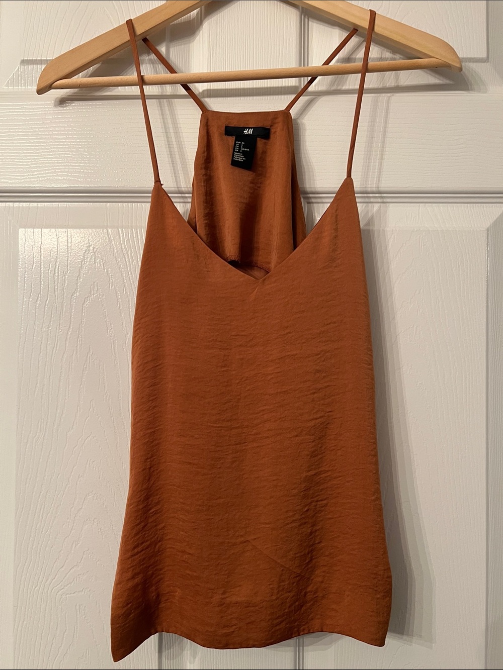 H&M Rust-Brown Satin Spaghetti-Strap Cami